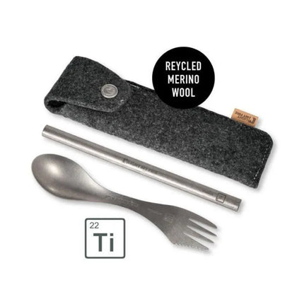 Light My Fire Spork & Straw Kit titano kelioninių įrankių rinkinys su dėklu