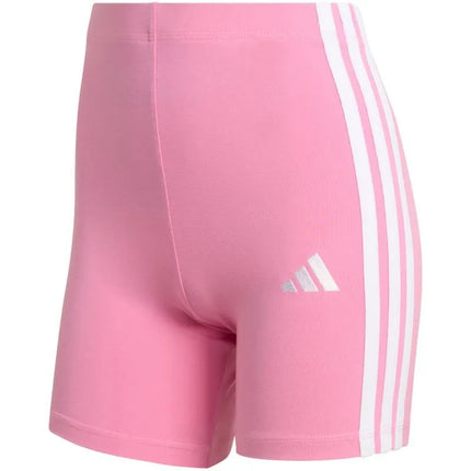 Moterų adidas Essentials 3-Stripes aukšto liemens dviratininko šortai, rožiniai, KT1625