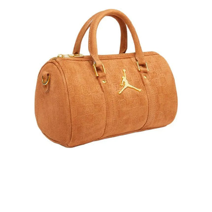 Moterų „Air Jordan“ zomšinis monogramos mini krepšys „Duffel“, 3 l, konjako spalvos – MA09209-X6X