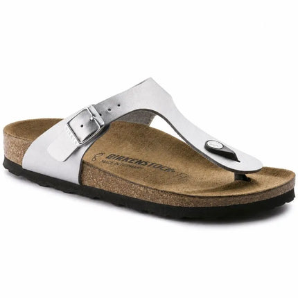 Moterų šlepetės per pirštą Birkenstock Gizeh Birko-Flor, sidabrinės, normalaus pločio (0043851)