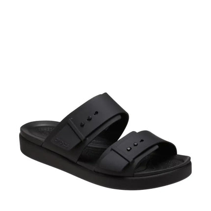 Moterų šlepetės per pirštą Crocs Brooklyn Buckle Low, juodos spalvos 211215 001