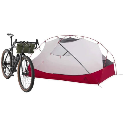 MSR Hubba Hubba Bikepack 2 asmenų trikampė palapinė, žalia, raudona, balta