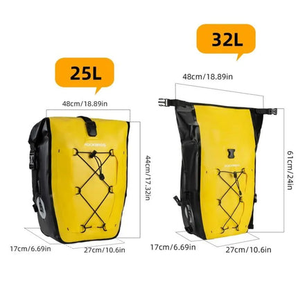 Neperšlampamas dviračio krepšys Rockbros 30140022005, 25-32 l – geltonas