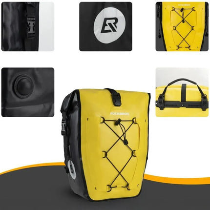 Neperšlampamas dviračio krepšys Rockbros 30140022005, 25-32 l – geltonas