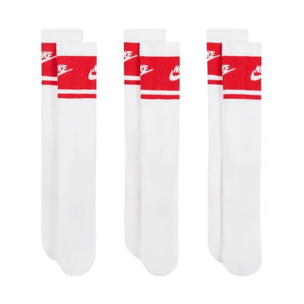 Nike Everyday Elevated Crew kojinės, 3 poros, baltos ir raudonos, IM7949 900