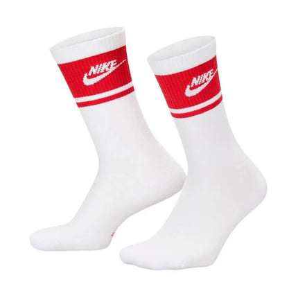 Nike Everyday Elevated Crew kojinės, 3 poros, baltos ir raudonos, IM7949 900