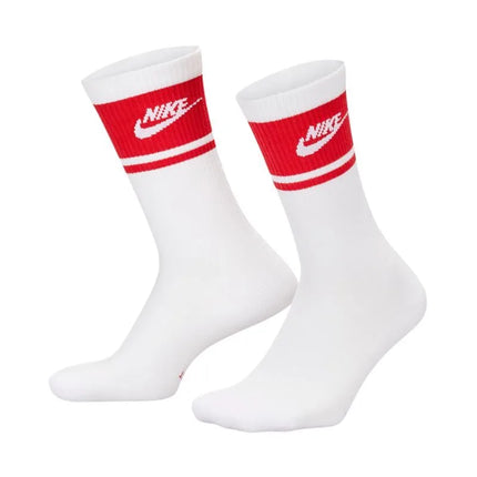 Nike Everyday Elevated Crew kojinės, 3 poros, baltos ir raudonos, IM7949 900