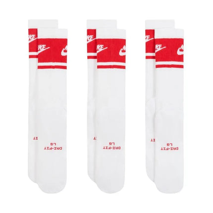 Nike Everyday Elevated Crew kojinės, 3 poros, baltos ir raudonos, IM7949 900