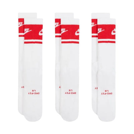 Nike Everyday Elevated Crew kojinės, 3 poros, baltos ir raudonos, IM7949 900