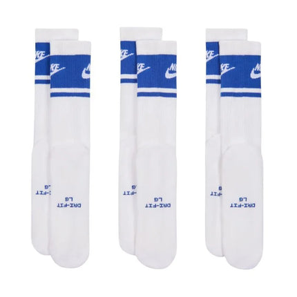 Nike Everyday Elevated ilgos kojinės, 3 poros, baltos ir mėlynos spalvos, IM7949 904