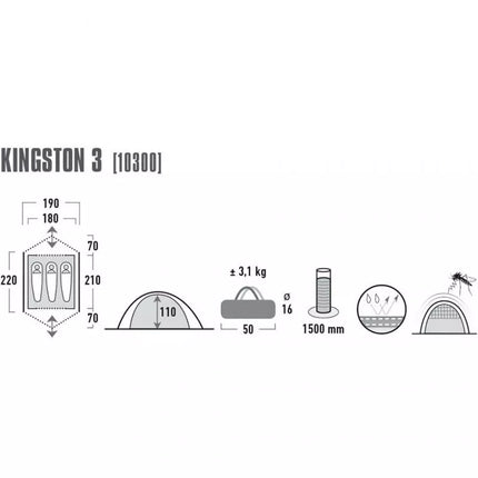 Palapinė Kingston 3 Mėlynai pilka High Peak 10300