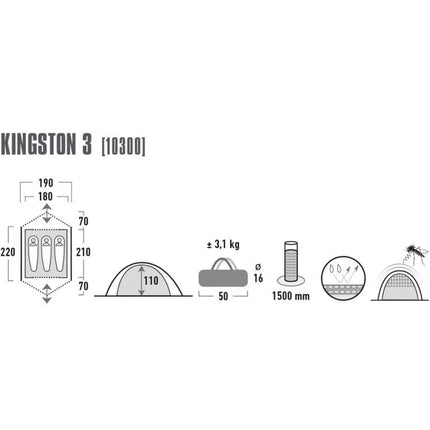 Palapinė Kingston 3 Mėlynai pilka High Peak 10300