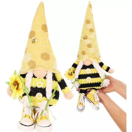 Pavasarinė dekoracija "Gnome bee", 25 cm, su sportbačiais