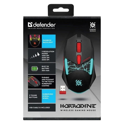 Pelė DEFENDER GM-237 HORRODINE RF, 3200dpi, 6 mygtukų, juoda