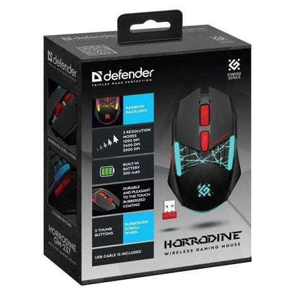 Pelė DEFENDER GM-237 HORRODINE RF, 3200dpi, 6 mygtukų, juoda