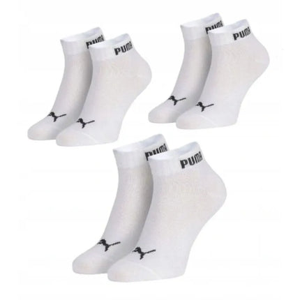 Puma unisex 3 porų medvilninių trumpų kojinių rinkinys, baltos spalvos, patogios