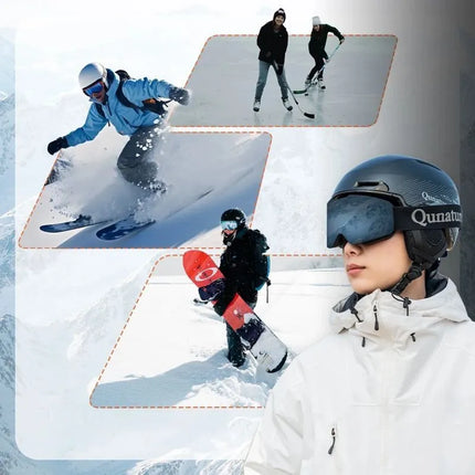Qunature 10130003004 Slidinėjimo šalmas su ausinėmis snieglenčių sportui 54–58 cm - Juodas