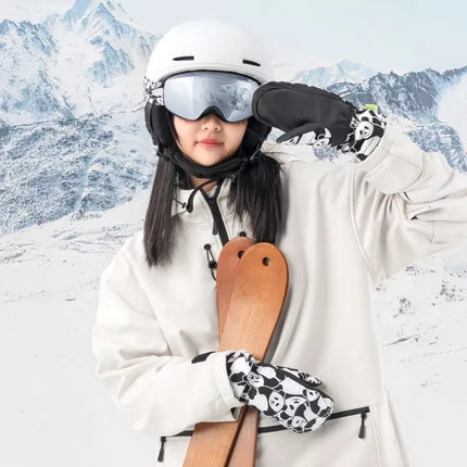 Qunature Panda Slidinėjimo pirštinės su šilumos perdavimu, vaikams, Dydis S - Juoda/Balta