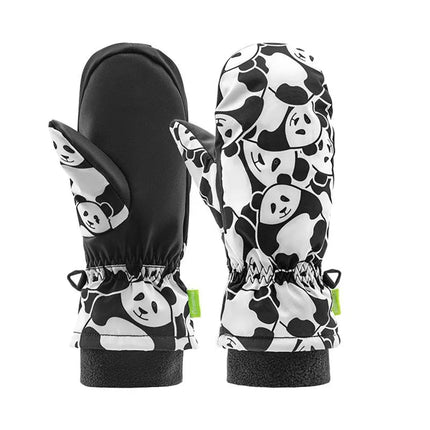 Qunature Panda Slidinėjimo pirštinės su šilumos perdavimu, vaikams, Dydis S - Juoda/Balta