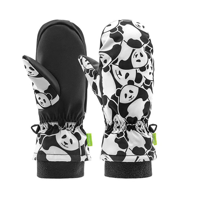 Qunature Panda Slidinėjimo pirštinės su šilumos perdavimu, vaikams, Dydis S - Juoda/Balta