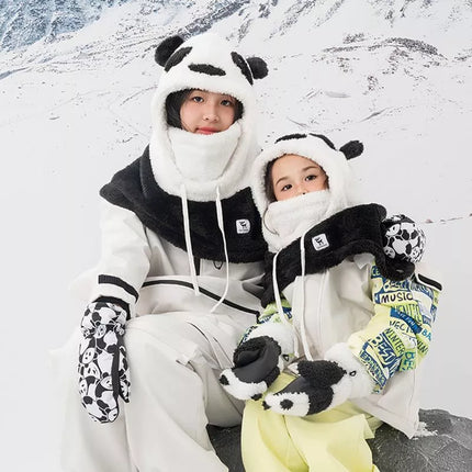 Qunature Panda Slidinėjimo pirštinės su šilumos perdavimu, vaikams, Dydis S - Juoda/Balta