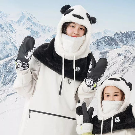 Qunature Panda Slidinėjimo pirštinės su šilumos perdavimu, vaikams, Dydis S - Juoda/Balta