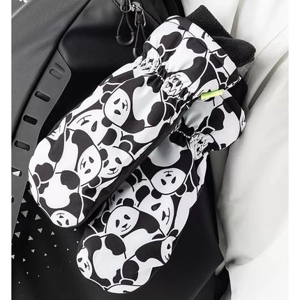 Qunature Panda Slidinėjimo pirštinės su šilumos perdavimu, vaikams, Dydis S - Juoda/Balta