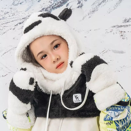 Qunature Panda Slidinėjimo Pirštinės Vaikams ir Suaugusiems Dydis S - Juoda/Balta