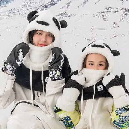 Qunature Panda Slidinėjimo Pirštinės Vaikams ir Suaugusiems Dydis S - Juoda/Balta