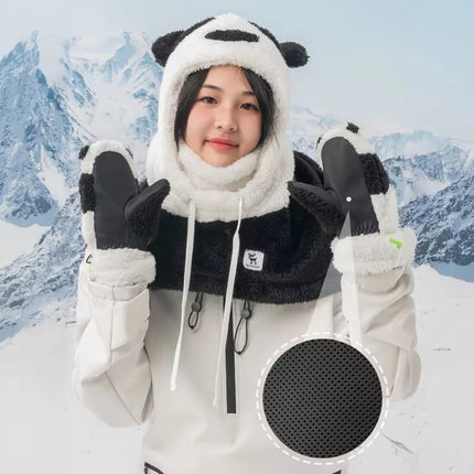 Qunature Panda Slidinėjimo Pirštinės Vaikams ir Suaugusiems Dydis S - Juoda/Balta