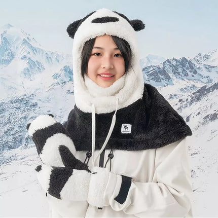 Qunature Panda Slidinėjimo Pirštinės Vaikams ir Suaugusiems Dydis S - Juoda/Balta