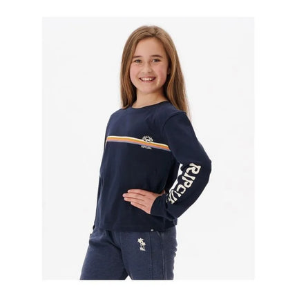 RIP CURL Melting Wave ilgomis rankovėmis marškinėliai mergaitėms, tamsiai mėlyni