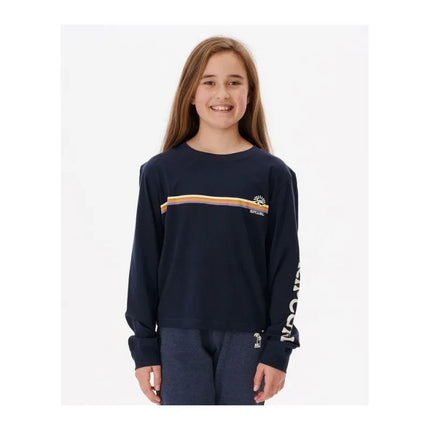 RIP CURL Melting Wave ilgomis rankovėmis marškinėliai mergaitėms, tamsiai mėlyni