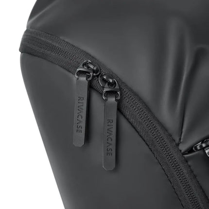 Rivacase Eden miesto kuprinė, juoda, poliesteris, vaškuota oda (pull-up)