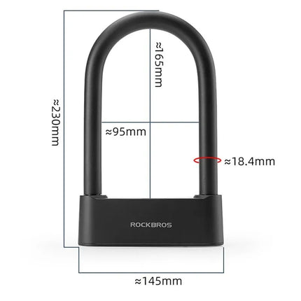 Rockbros 32210818001 išmanioji dviračio spyna su pirštų atspaudų skaitytuvu ir „Bluetooth“ ryšiu – juoda
