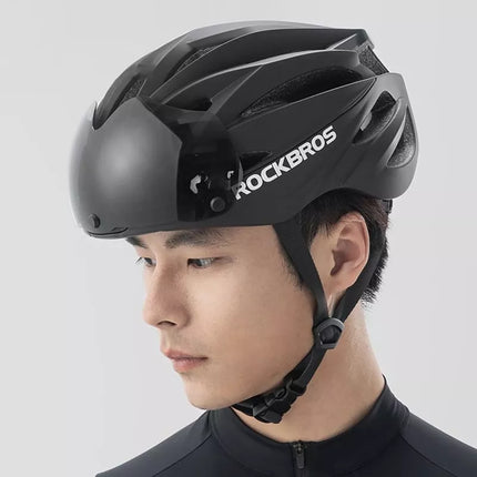 Rockbros Dviračio šalmas su skydeliu, nuimami UV apsauginiai akiniai, Unisex - Juoda/Ruda