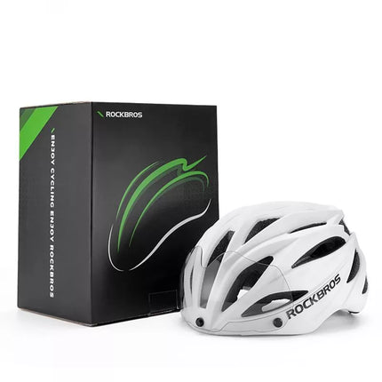 Rockbros Dviračio šalmas su skydeliu, nuimami UV apsauginiai akiniai, Unisex - Juoda/Ruda
