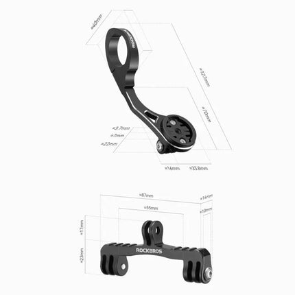 Rockbros FK-301 2-in-1 dviračio vairo laikiklis dviračio kompiuteriui / navigacijai ir kamerai / apšvietimui - juodas