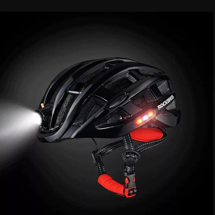 Rockbros MTB dviračio šalmas su šviesa, juodas, 57-62 cm