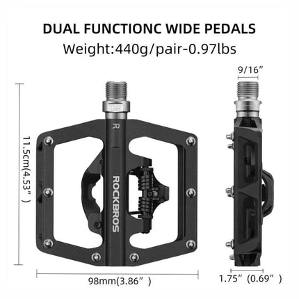 Rockbros PD15-BK aliuminio lydinio dviračio pedalų komplektas - juodas