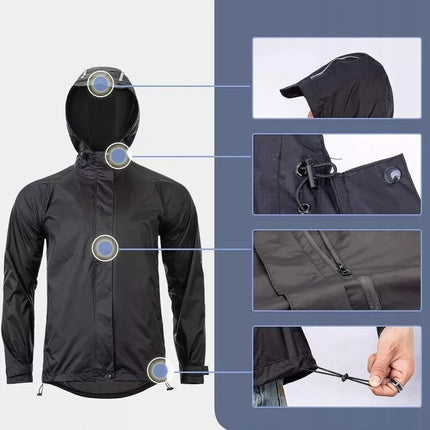 Rockbros YPY013BK2XL lietaus striukė, kvėpuojanti, neperpučiama, XXL dydis – juoda