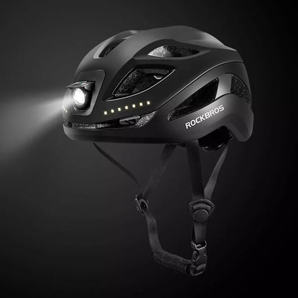Rockbros ZK-077 Dviračio šalmas su integruotu įvairiakrypčiu apšvietimu, 57-61 cm - Juodas