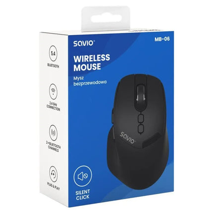 SAVIO BELAIDĖ ERGONOMINĖ PELĖ, „BLUETOOTH“, 2,4 GHZ, MB-06