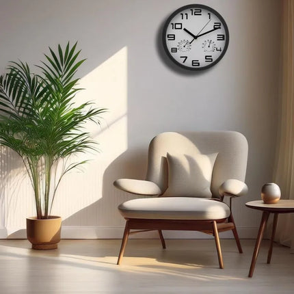 Sieninis laikrodis 25cm su termometru baltas