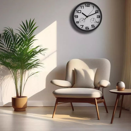 Sieninis laikrodis 25cm su termometru baltas