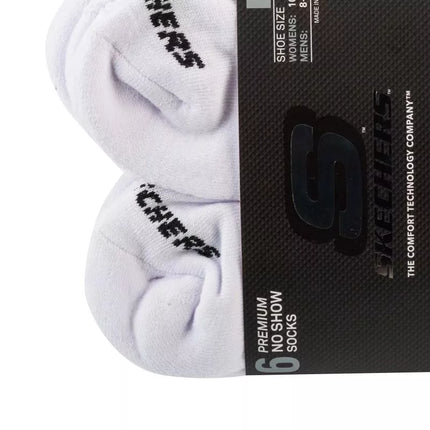 Skechers 6 poros Unisex pusilgio pusiau frotinės kojinės S118210-WHT Baltos 41-46