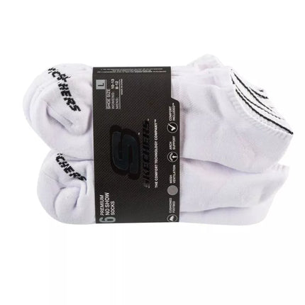 Skechers 6 poros Unisex pusilgio pusiau frotinės kojinės S118210-WHT Baltos 41-46