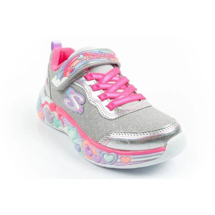 Skechers S Lights LED vaikiški batai mergaitėms su lipdukais, pilki