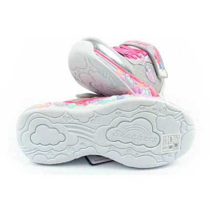 Skechers S Lights LED vaikiški batai mergaitėms su lipdukais, pilki