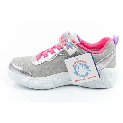 Skechers S Lights LED vaikiški batai mergaitėms su lipdukais, pilki